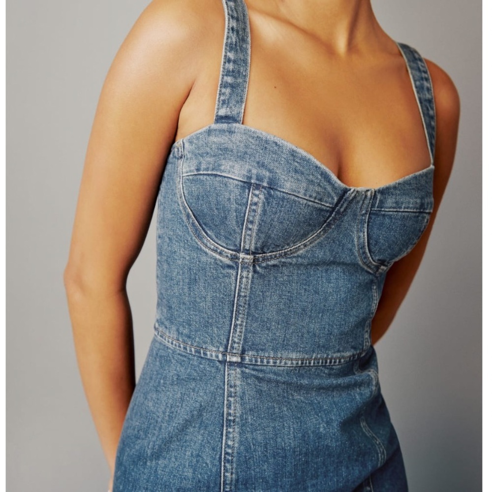 Reformation Nikki Bustier Denim Mini Dress